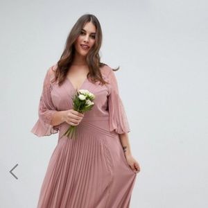 ASOS DESIGN Curve pleated flutter dress